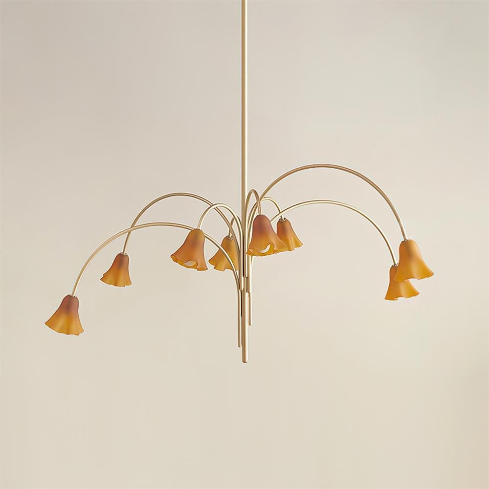 Bellina Modern Romantic Chandelier - Botanical Lily Design with Glass Flowers T280
