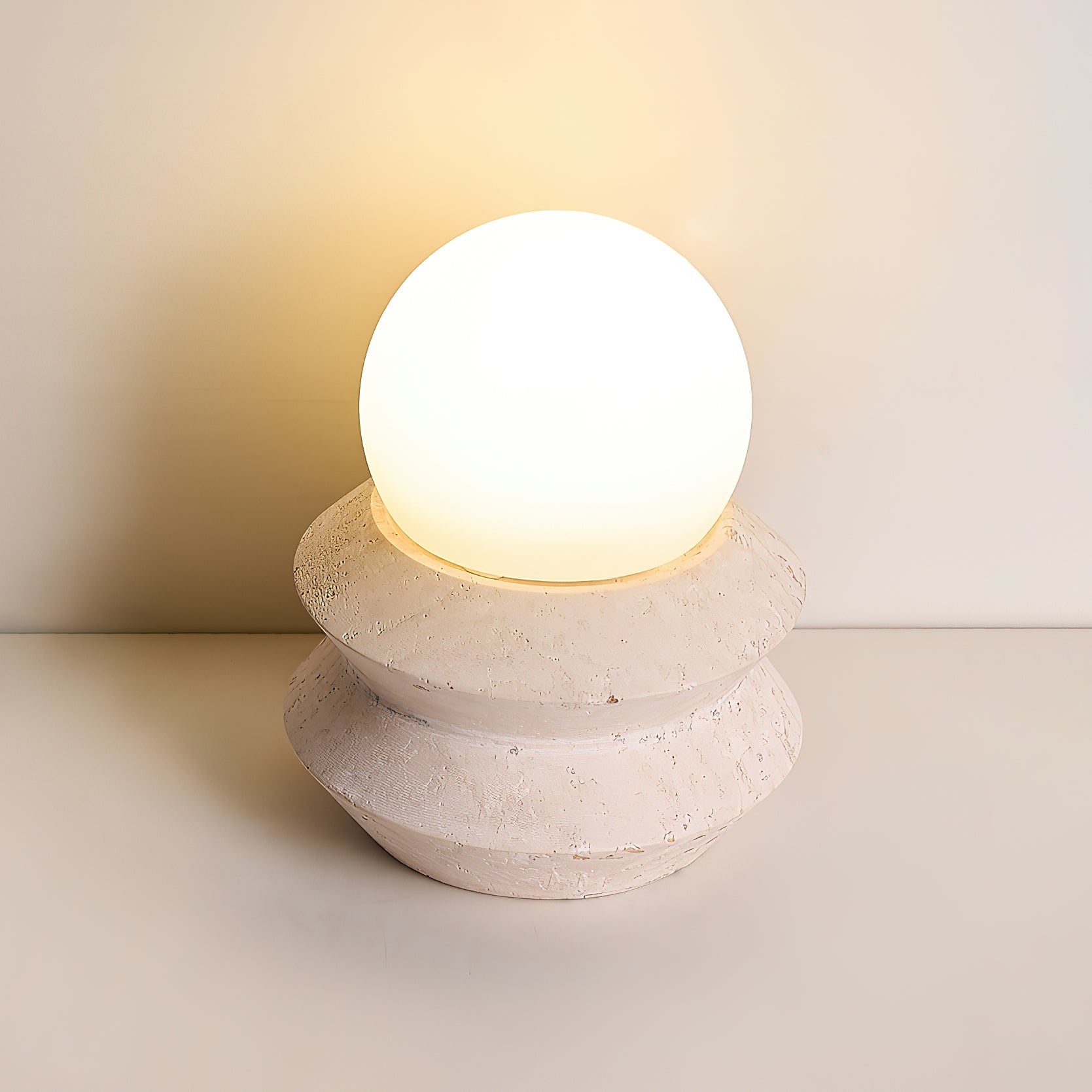 Fin Travertine Table Lamp (Built-in Battery) D660