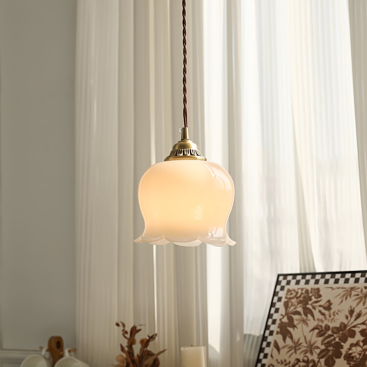 Traditional Glass Flower Pendant Lamp M316