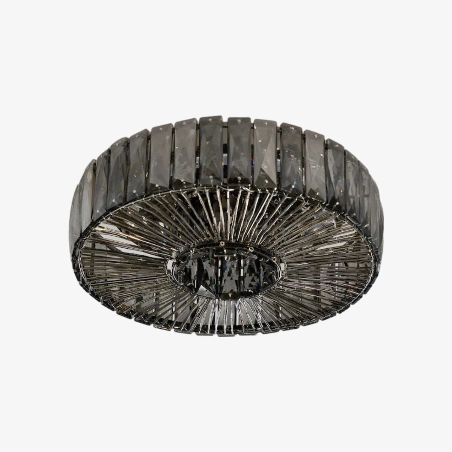 Glomar Glass Round Flush Ceiling Light - Modern Metal Glass Finish Living Areas T542