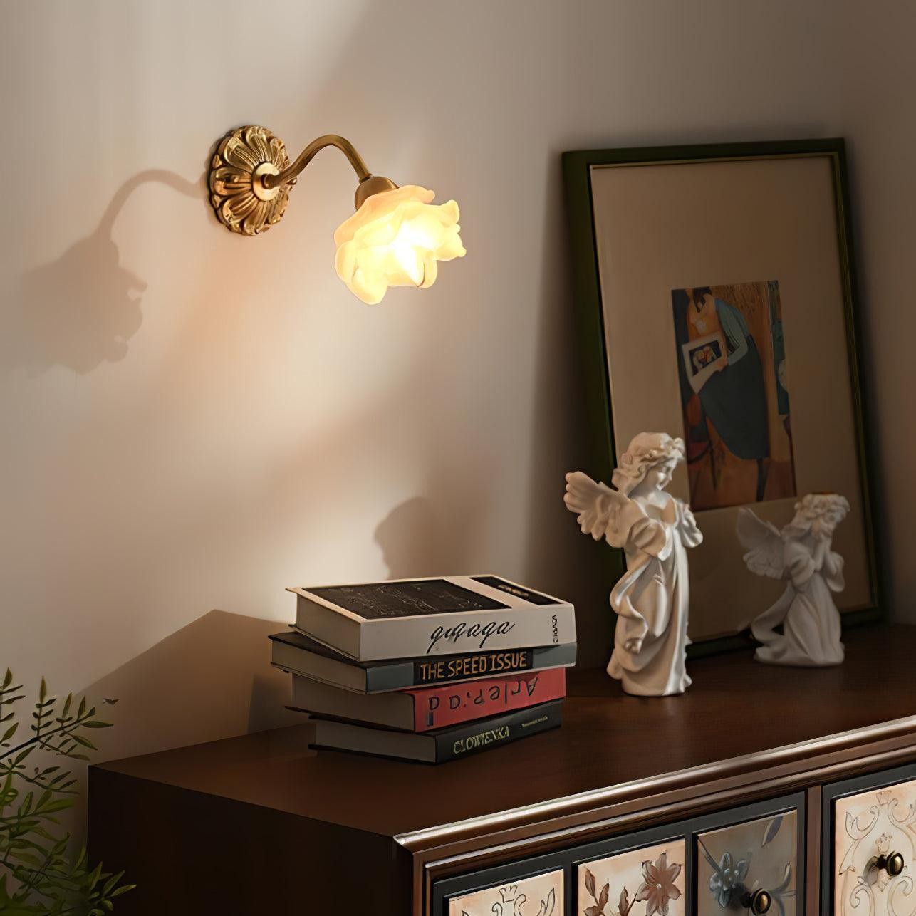 Brass Rose Wall Light M403