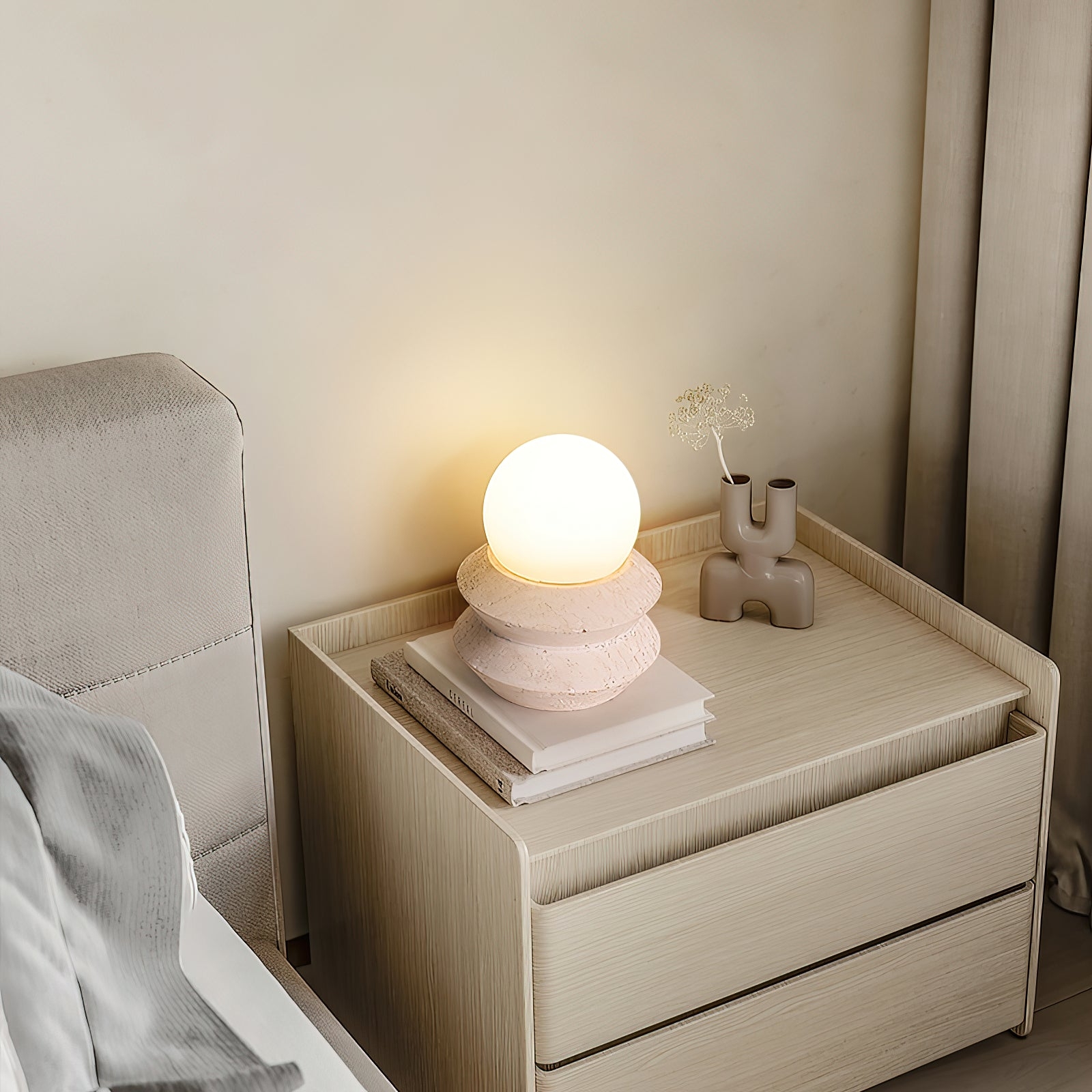 Fin Travertine Table Lamp (Built-in Battery) D660