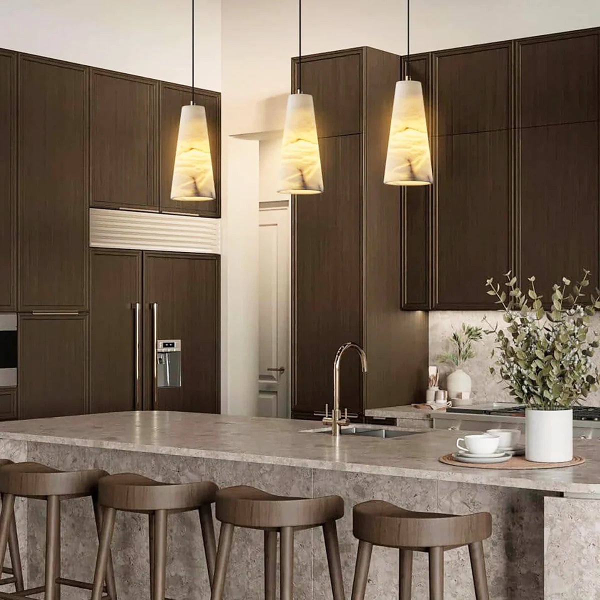 Aurora Pillar Alabaster Pendant Light D947