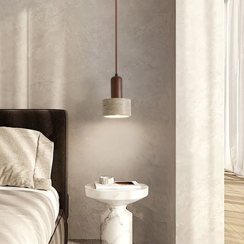 Traditional Retro Cylindrical Solid Wood Pendant Lamp M106