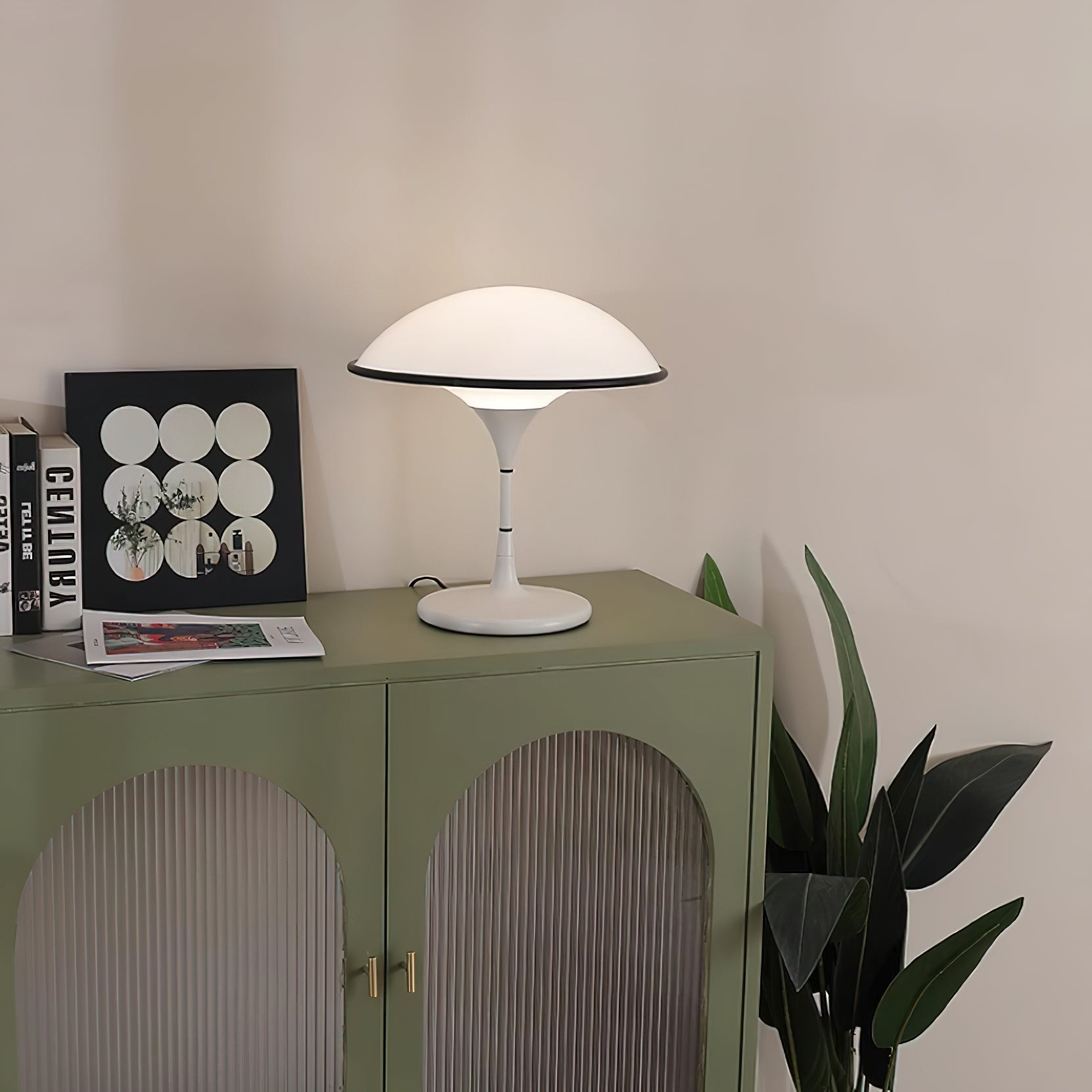 Danish Retro White Flying Saucer Table Lamp M378