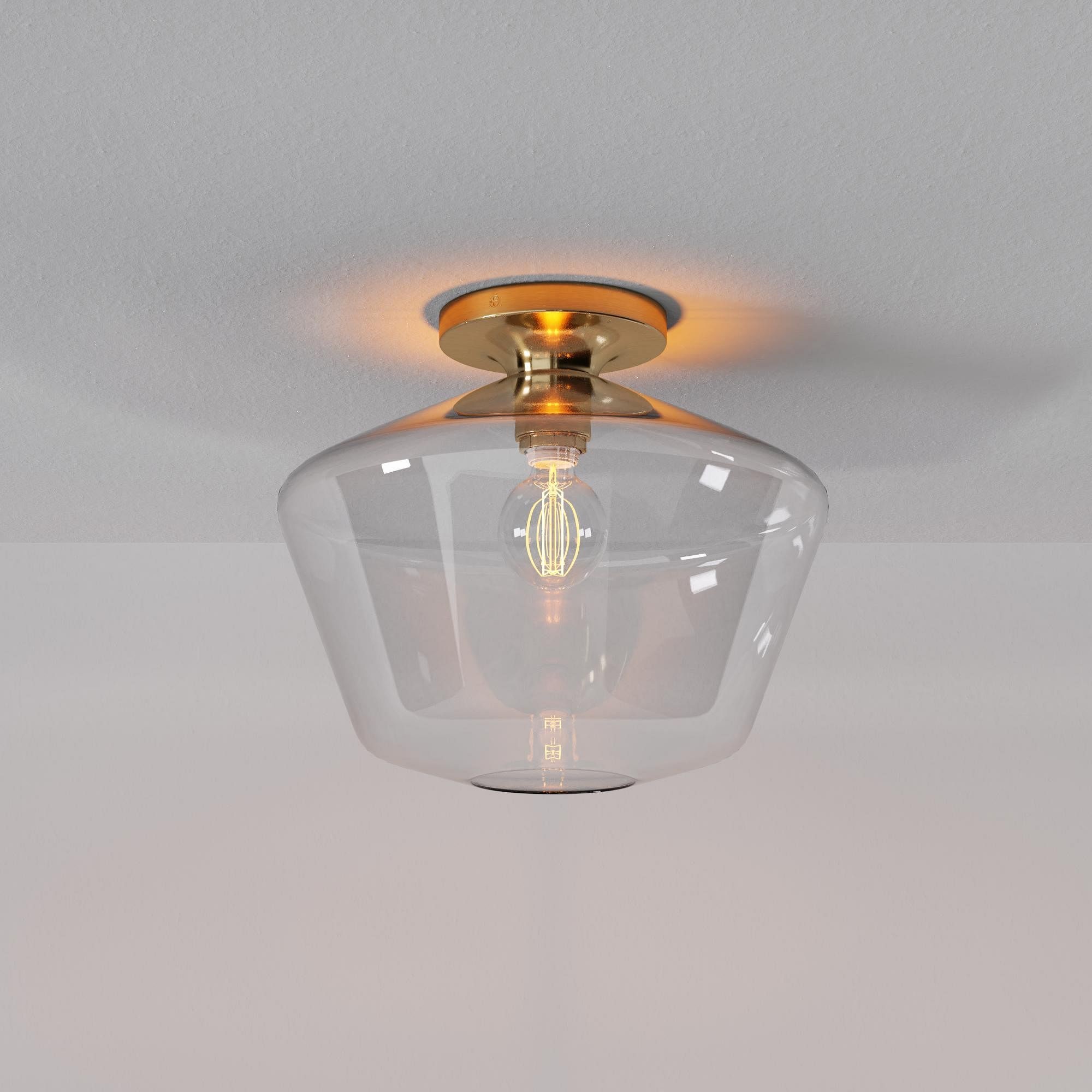 Merin Minimalist Sleek Geometric Glass Flushmount Light T155