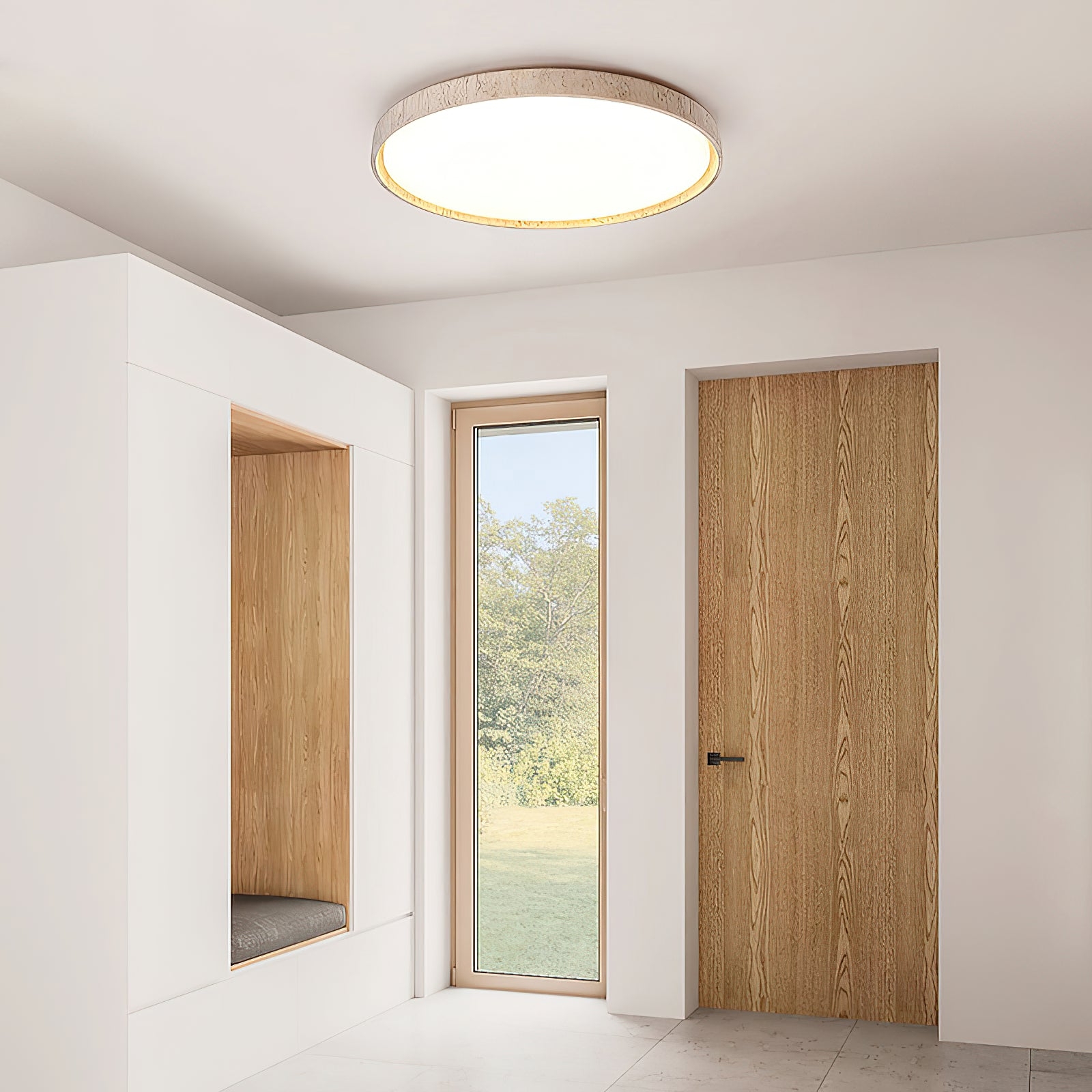Ultra-thin Round Travertine Ceiling Lamp D690