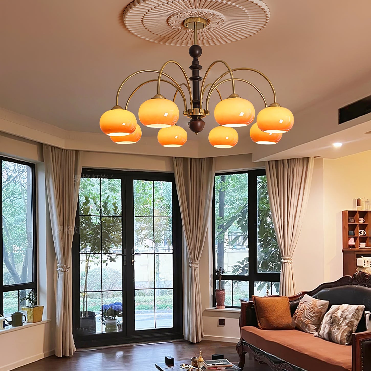Vintage Bauhaus Persimmon Chandelier M526