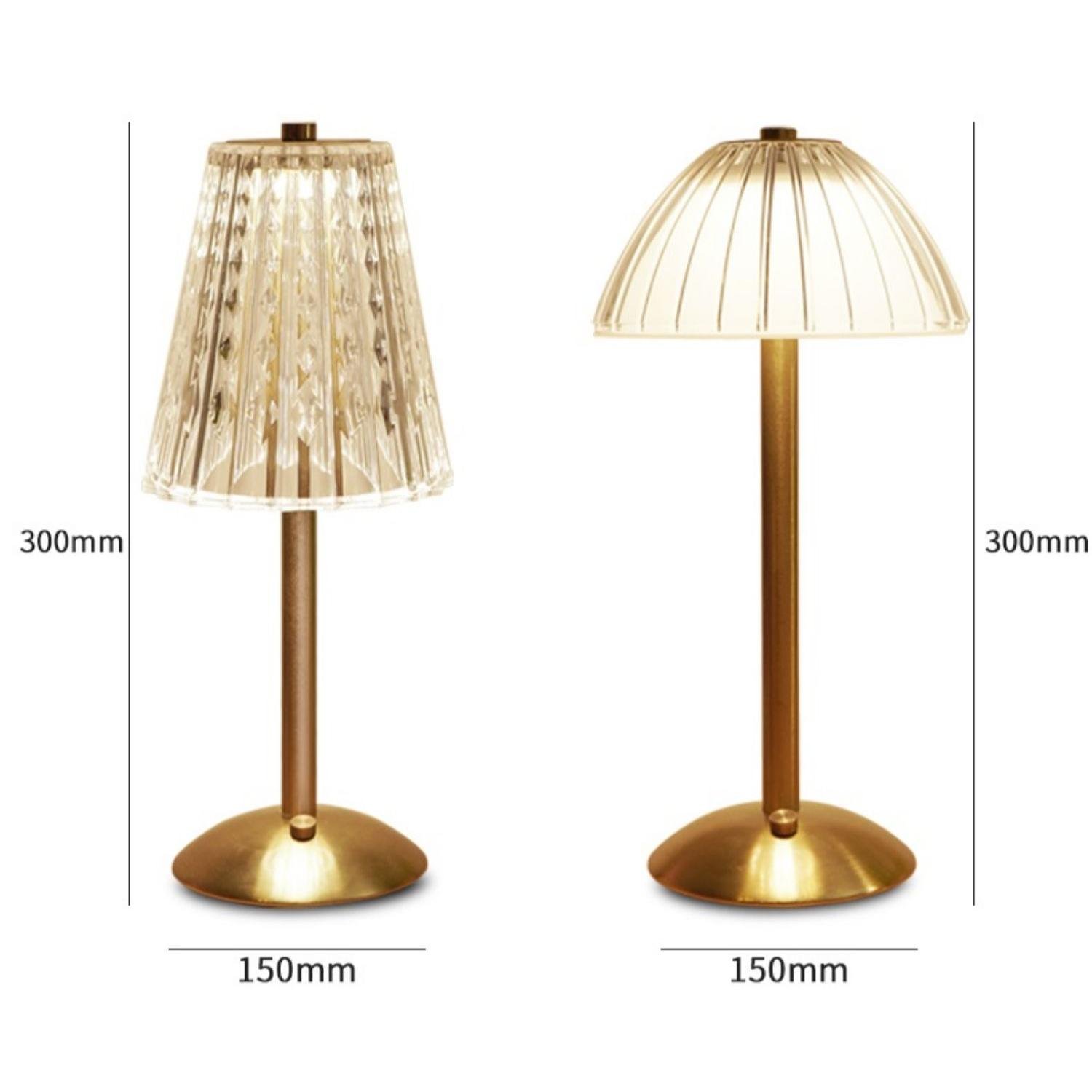 Dimension graphic for Vintage Pleated Brass Cordless Table Lamp S147