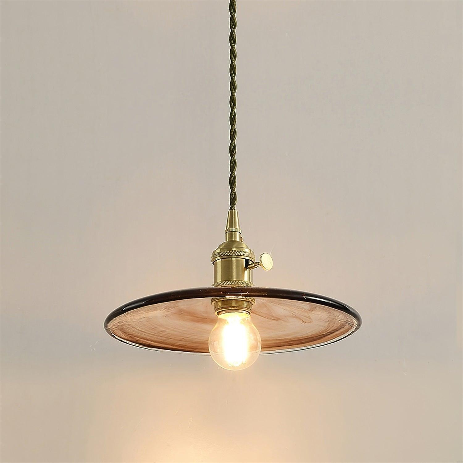 Brass Vintage Clear Glass Pendant Light M34