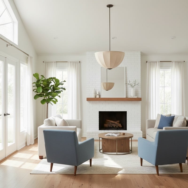 Lumarys Pendant / Flush Mount Lamp - Botanical-Inspired Linen Shade for Dining Area or Living Room T658