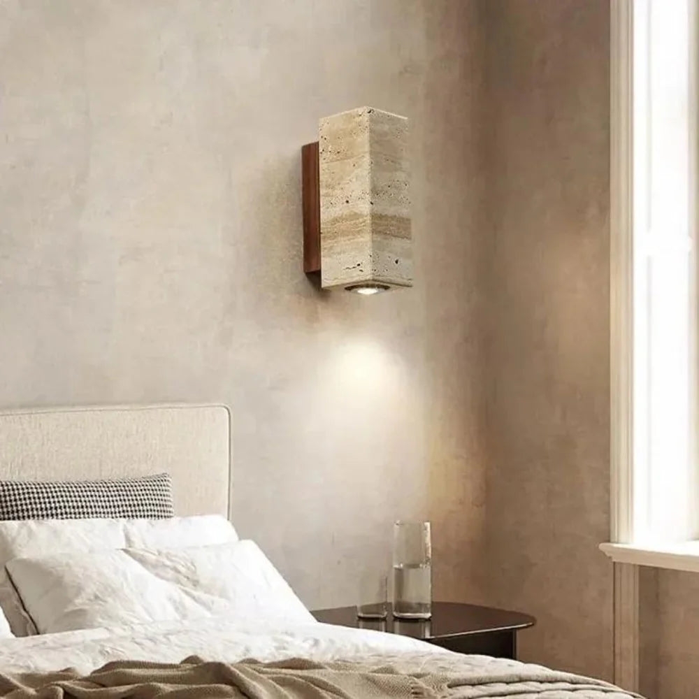 Wabi-Sabi Aura Travertine Wall Light D798