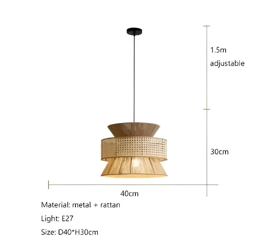 Handwoven Hemp Rope Rattan Veil Pendant Light D813