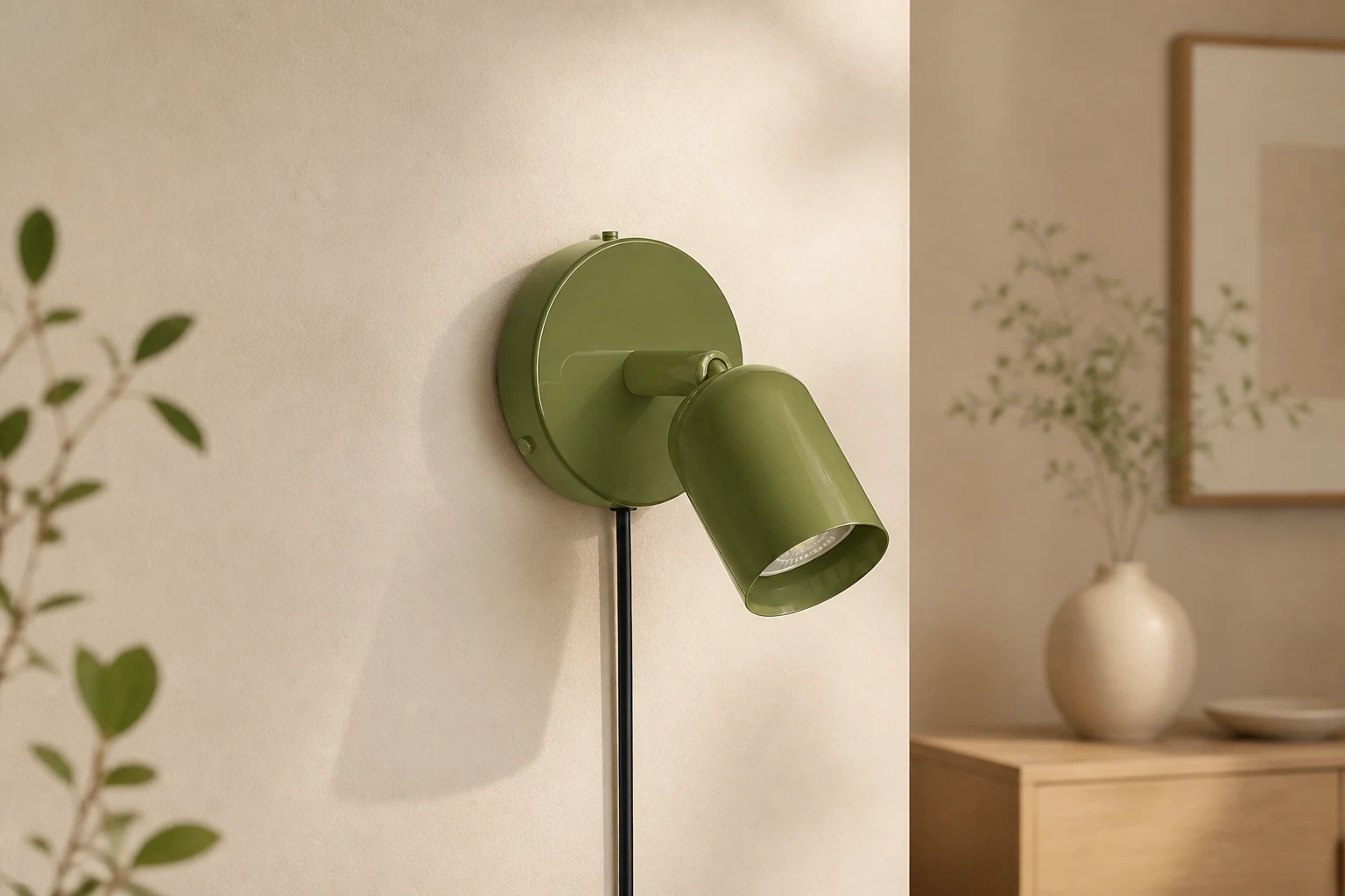 Aplique de pared cilíndrico giratorio moderno Macaron S135, utilizado como aplique de habitación compacto.