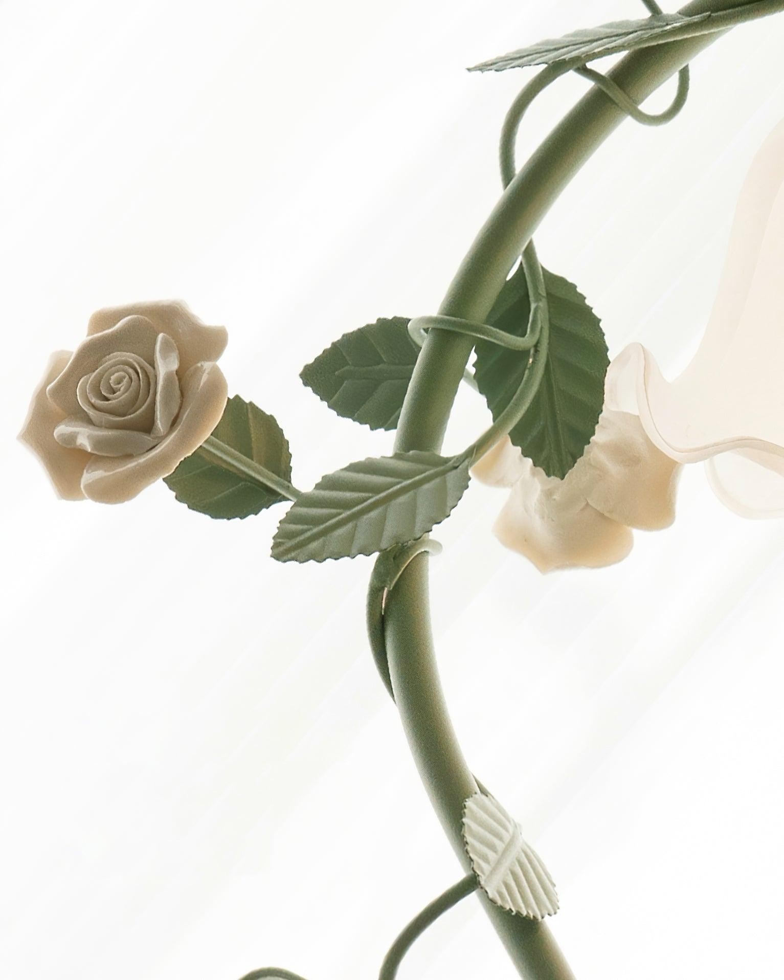 Green Pink White Rose Flower Table Lamp M209
