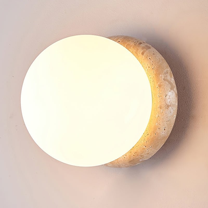 Japanese Style Wabi-Sabi Travertine Spherical Wall Lamp M90