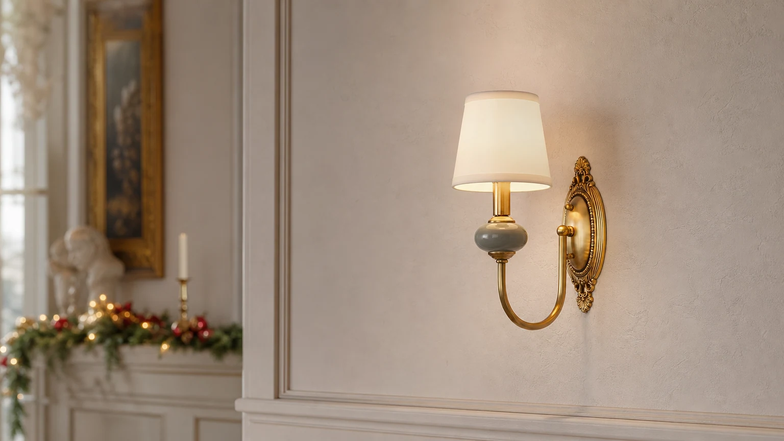 Horizontal styled hero scene of Elaris wall sconce