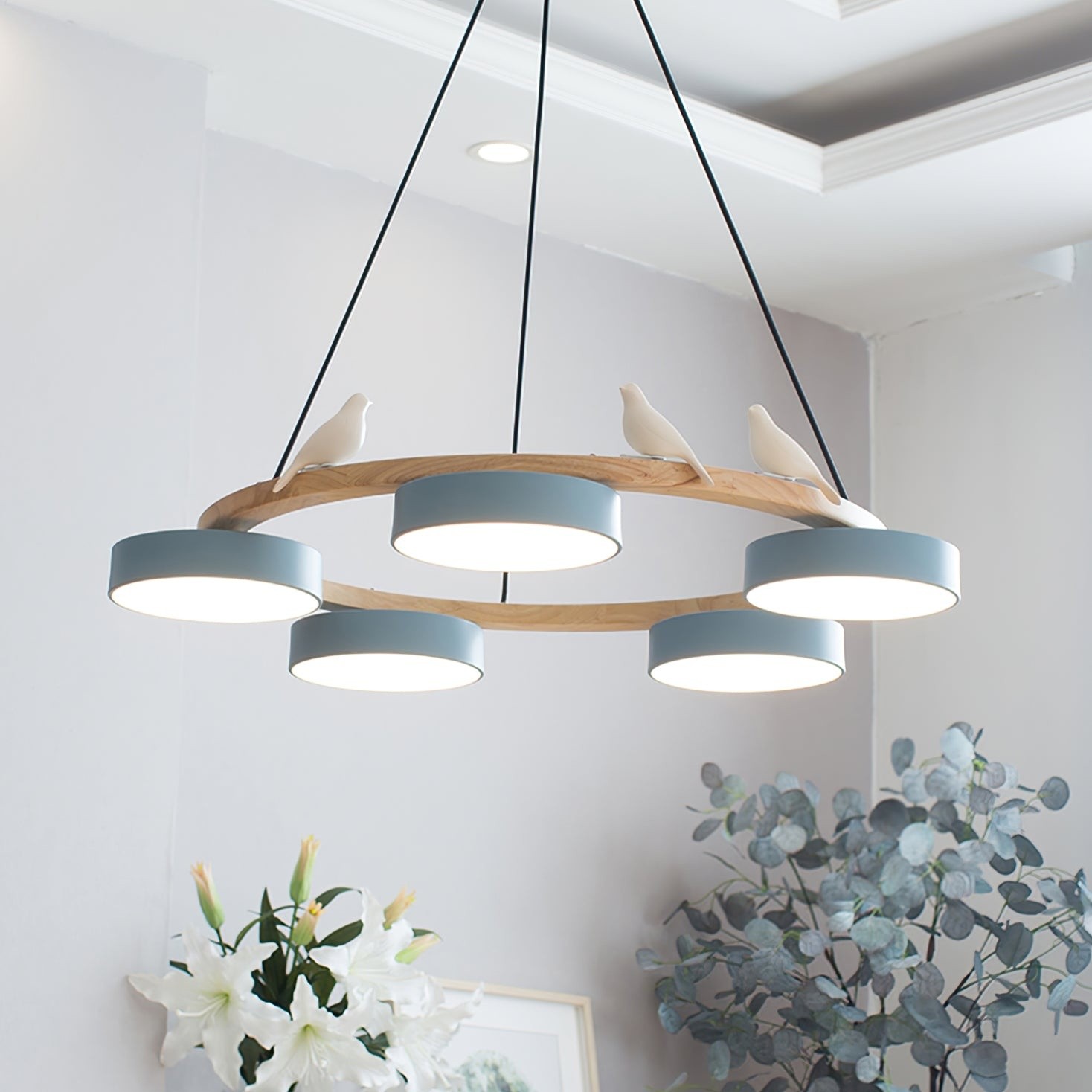 Nordic Wooden Bird Creative Round Chandelier S187