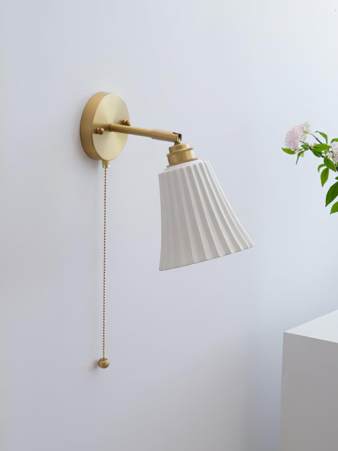Modern Pull Cord Metal Ceramics Indoor Wall Lamp for Bedroom M506