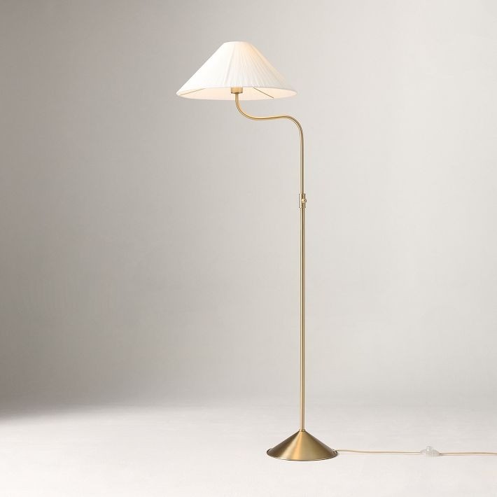 Fibura Elegant Floor Lamp with Linen Shade and Champagne Bronze Base for Living Room T081