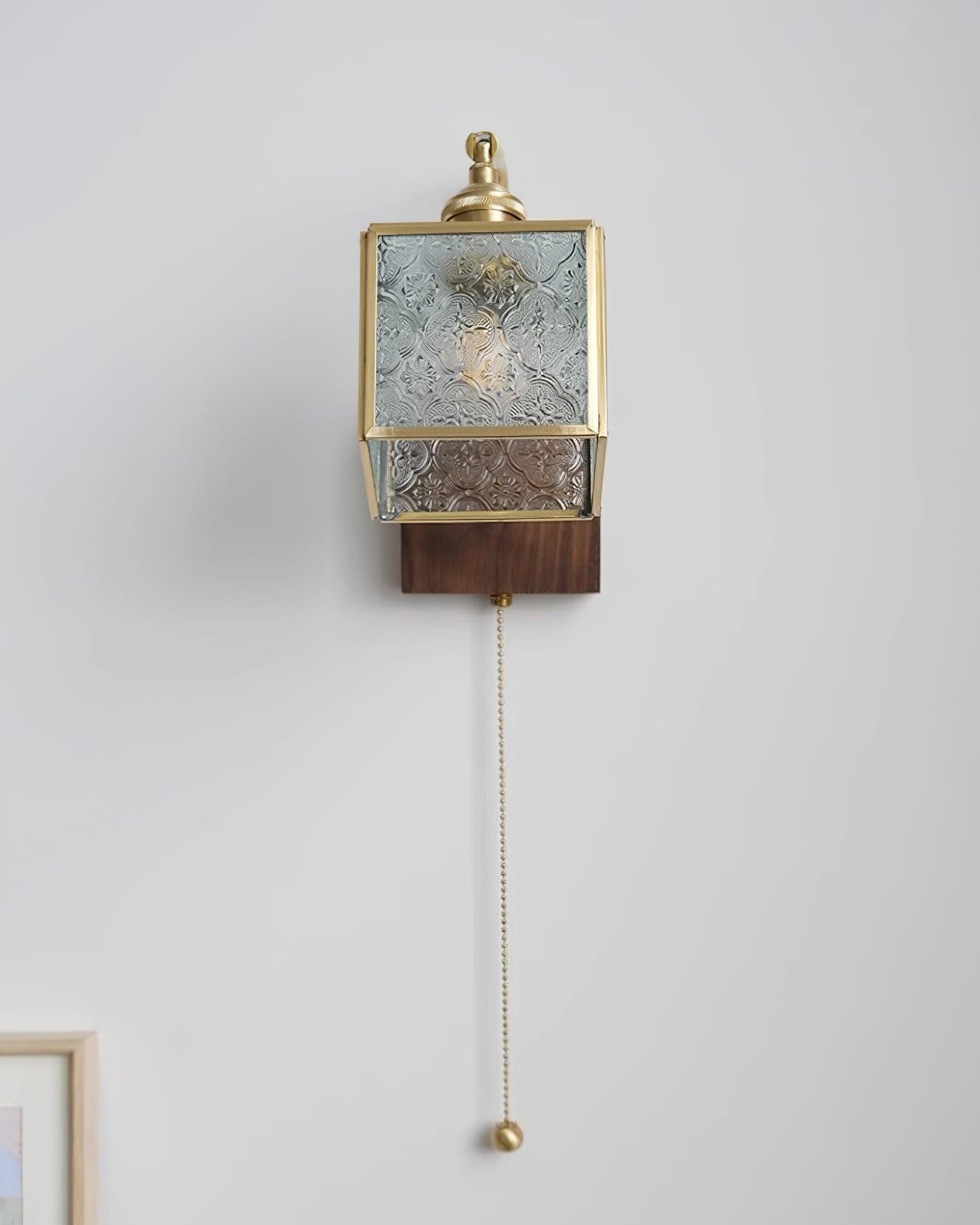 Square Glass Adjustable Wooden Wall Lamp M347