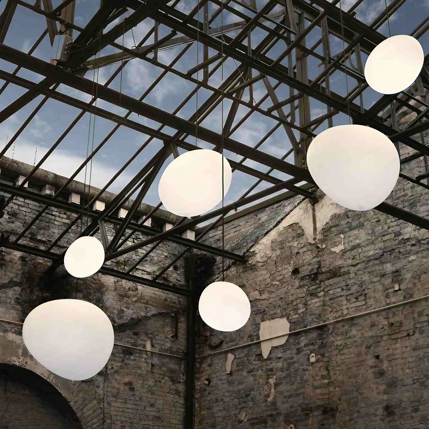 Stone Shape Opal Glass Pendant Light S05