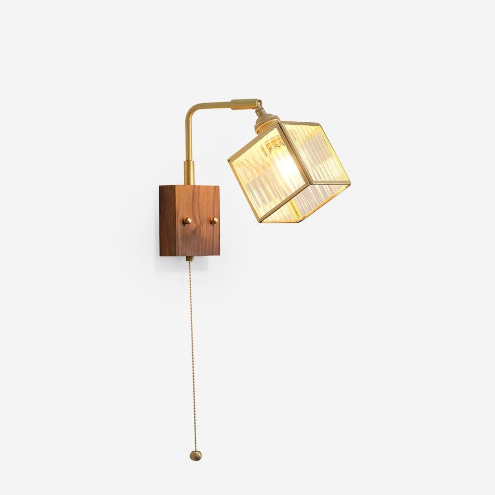 Square Glass Adjustable Wooden Wall Lamp M347