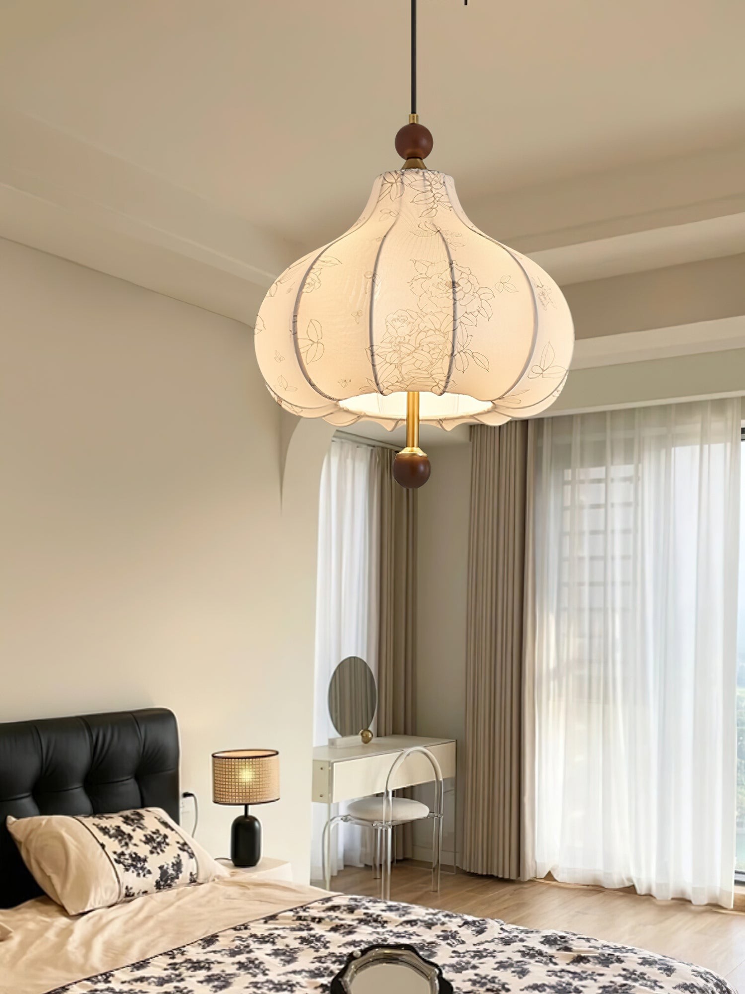 French Retro Fabric Pattern Pendant Lamp M77