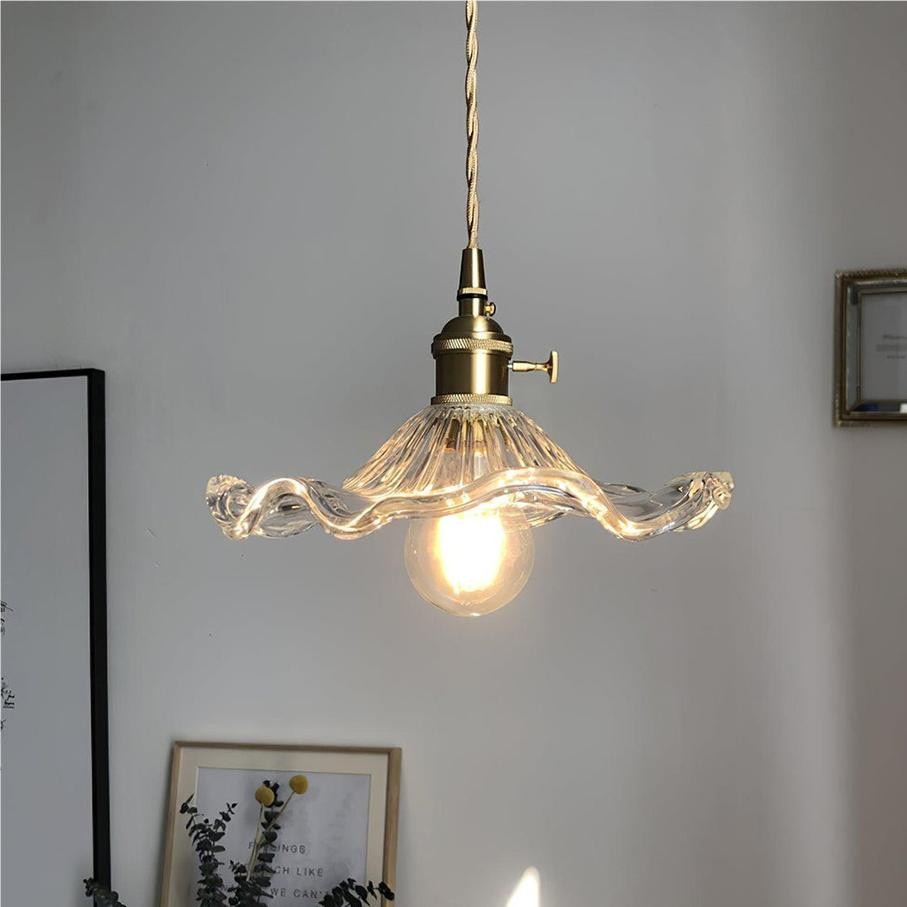 Retro Hibiscus Flower Glass Pendant Light S104