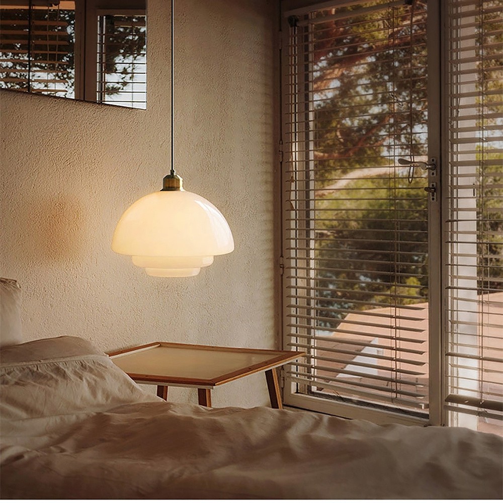 Mid-Century Art Milk White Glass Pendant Lamp S81