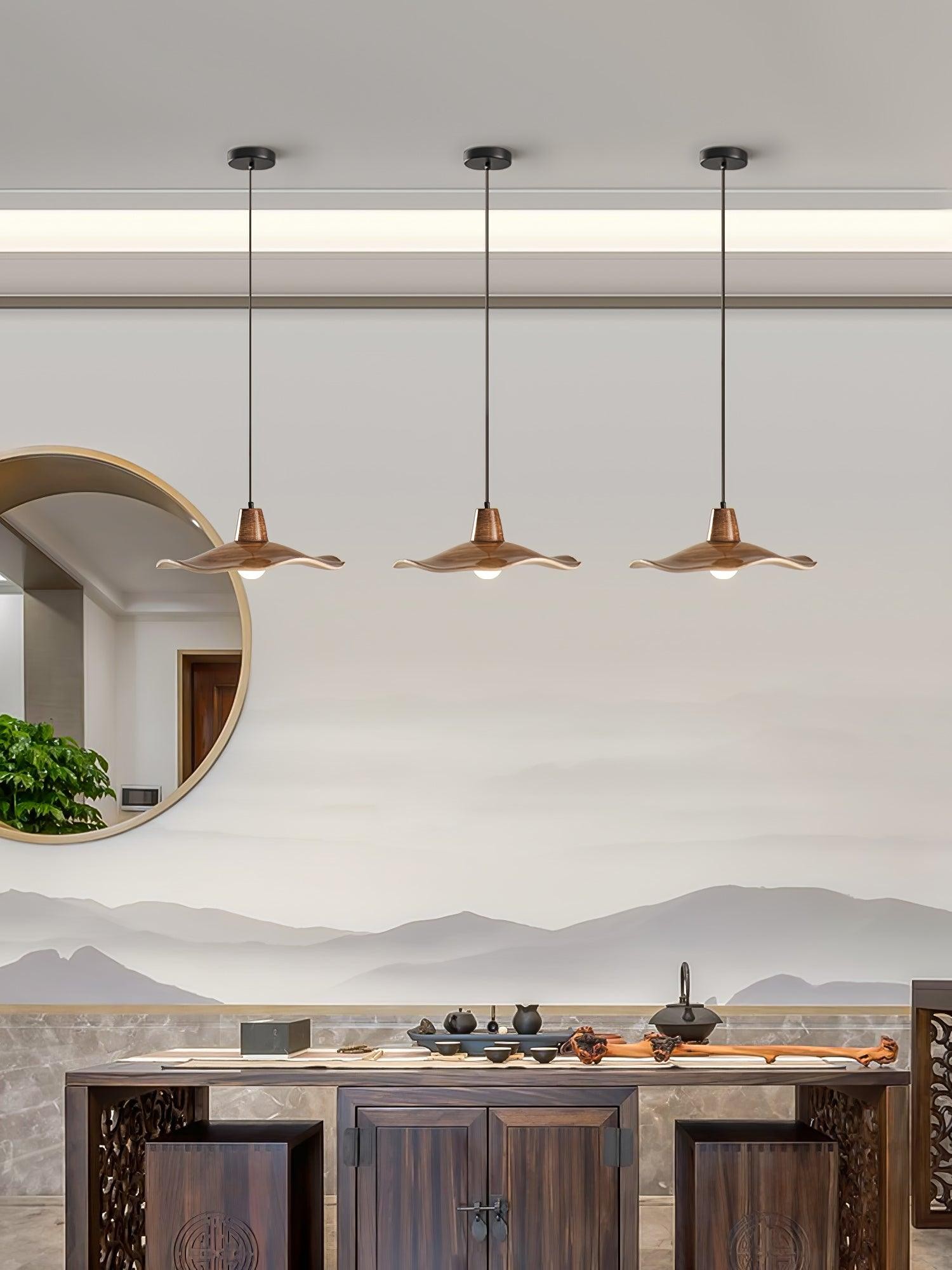 Black Imitation Walnut Wood Grain Kitchen Pendant Lamp M08