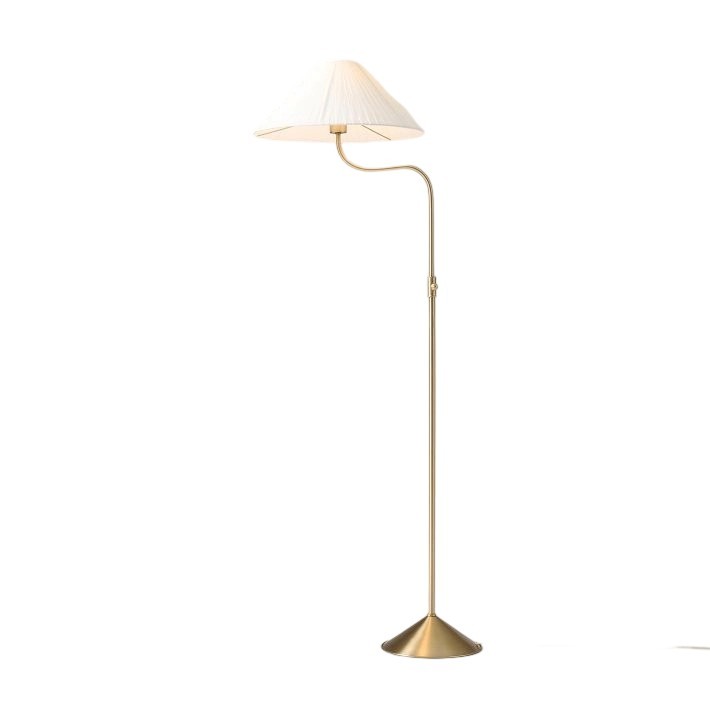 Fibura Elegant Floor Lamp with Linen Shade and Champagne Bronze Base for Living Room T081