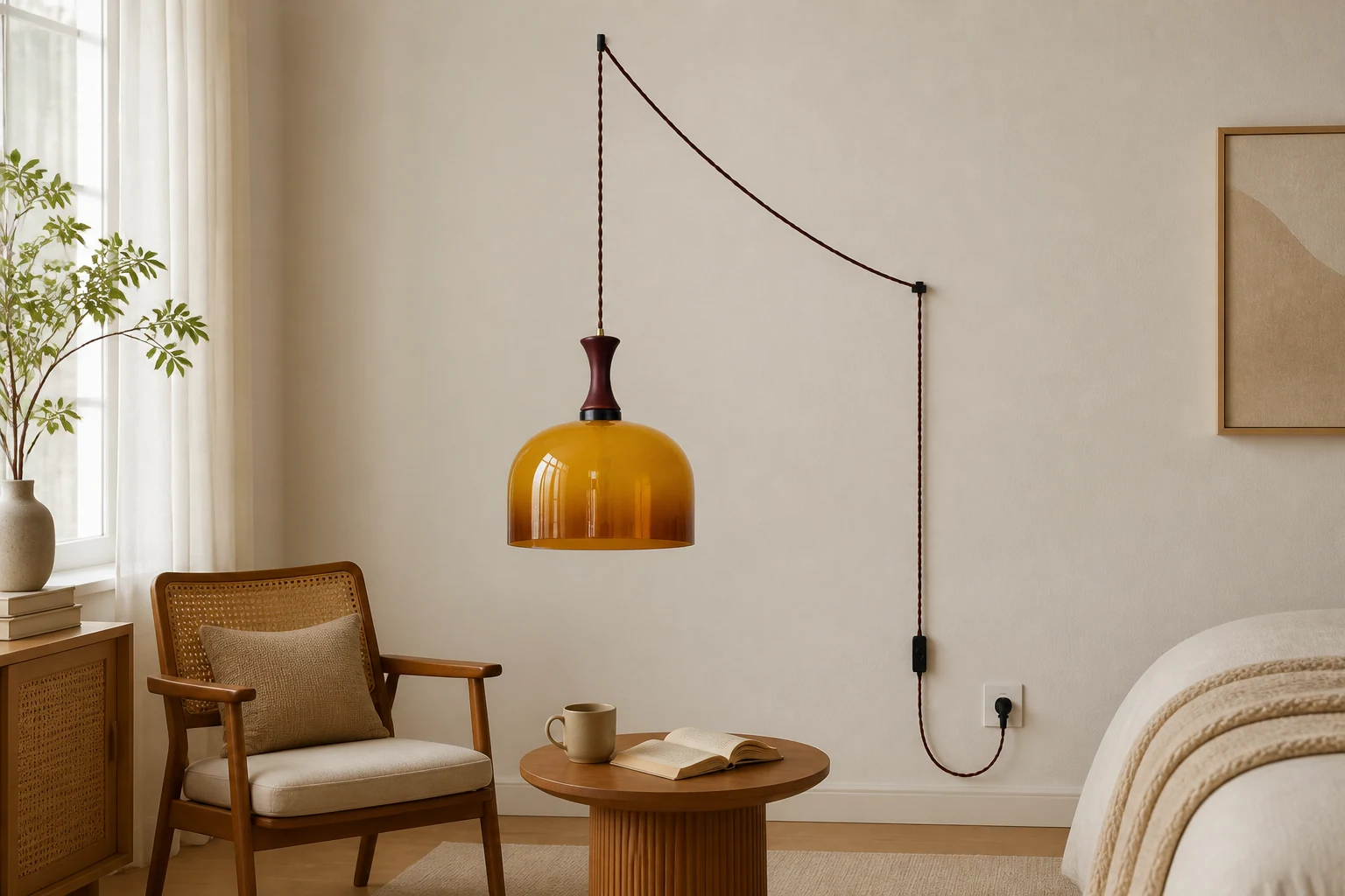 Lampa wisząca Lacey Glass Plug In D114 w stylu lifestylowym