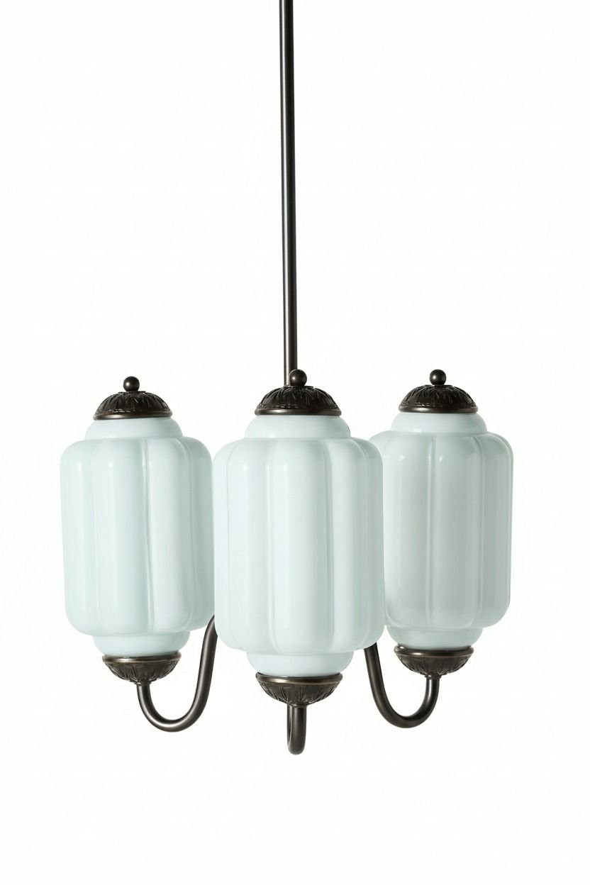 Eloise Vintage Glass Chandelier - Milk Glass Home Accent T289