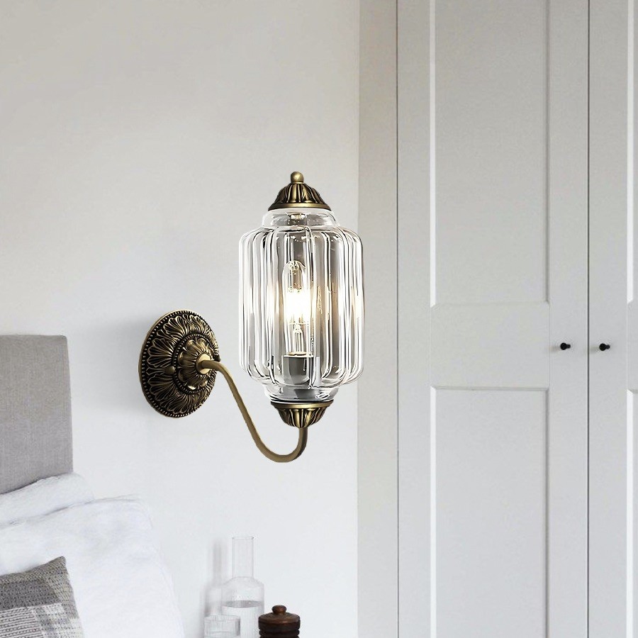 Vintage Glass Candlestick Shaped Wall Lamp M03