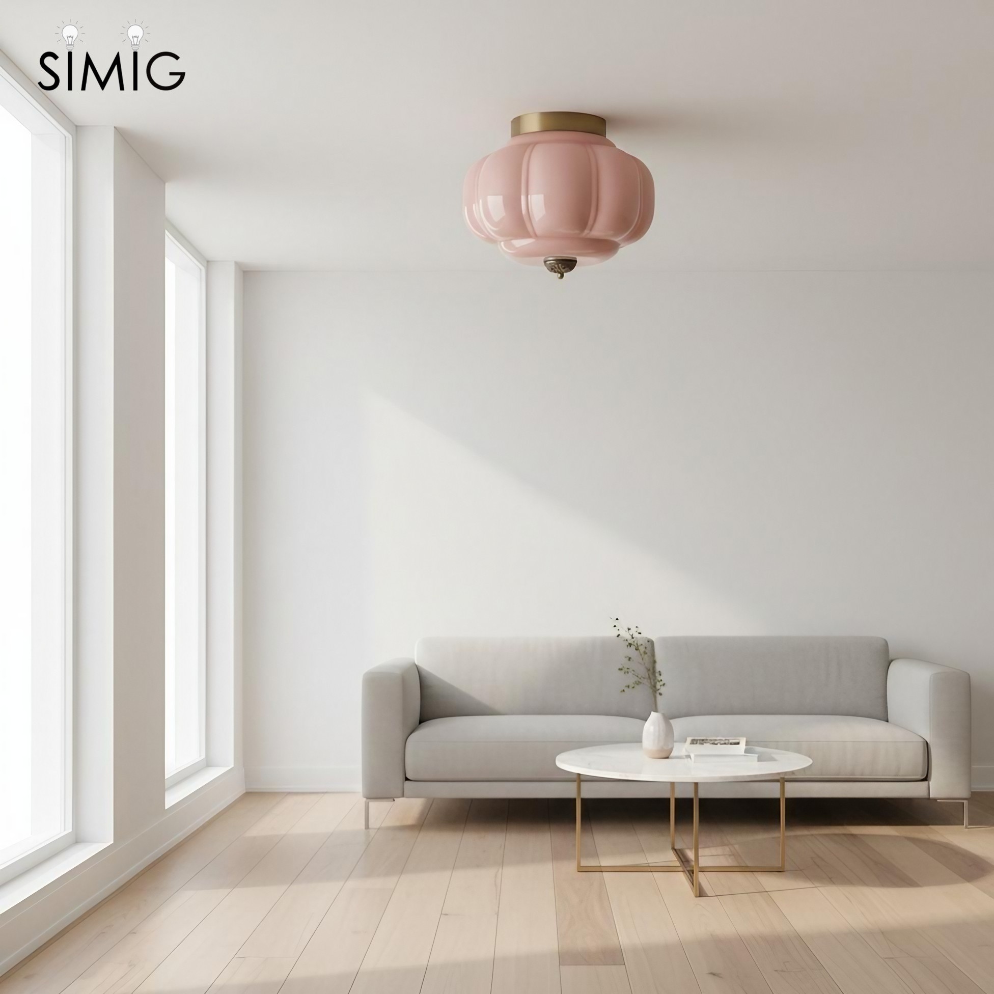Eloise Retro Milk Glass Semi Flush Mount Ceiling Light G55