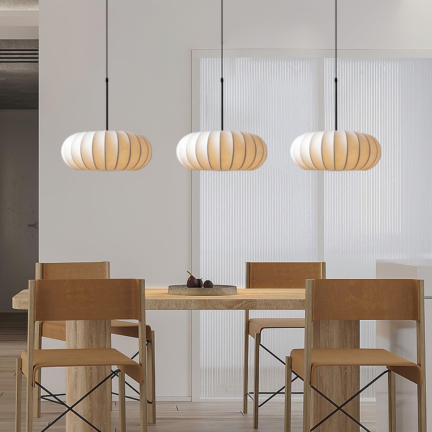 Simple Wabi-sabi White Lantern Fabric Pendant Lamp M105