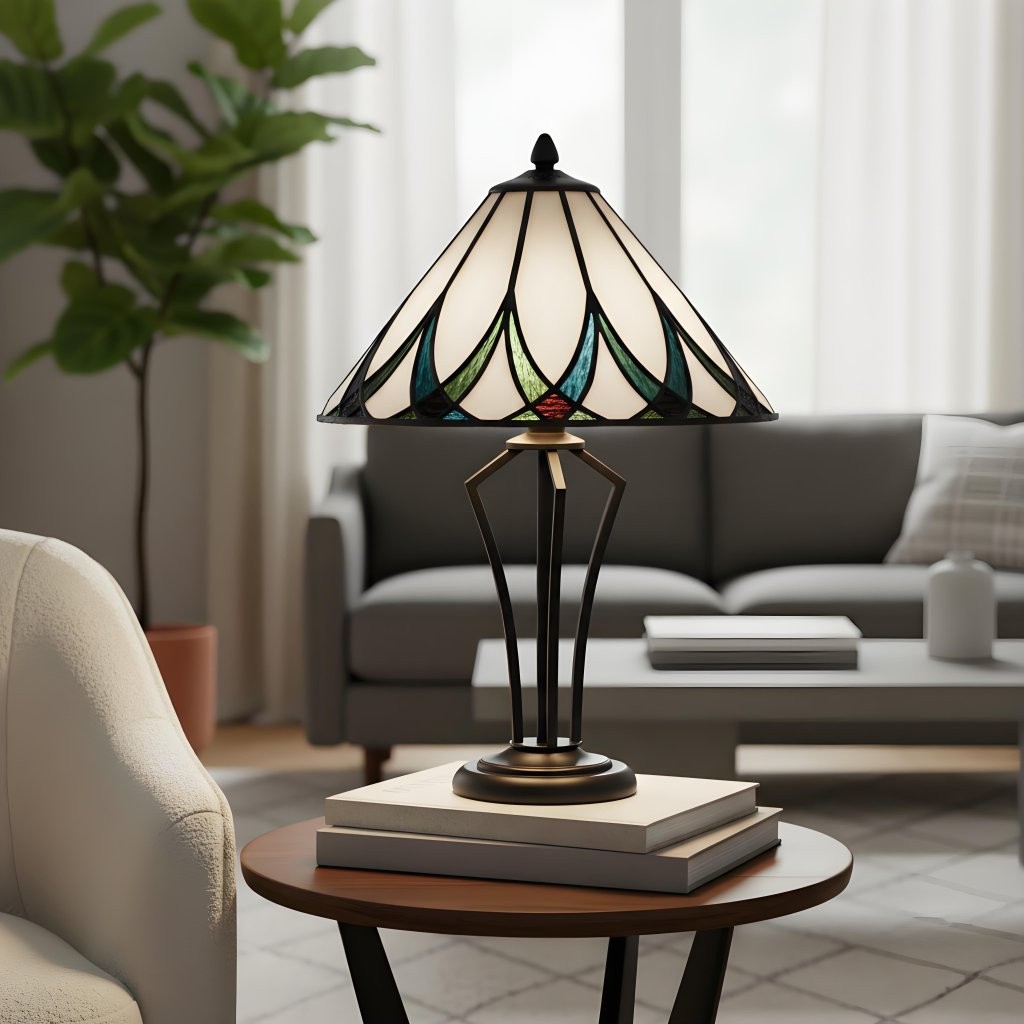 TF Allanton Water Ripple Glass Table Lamp - Classic Style for Living Room, Bedroom or Study T641