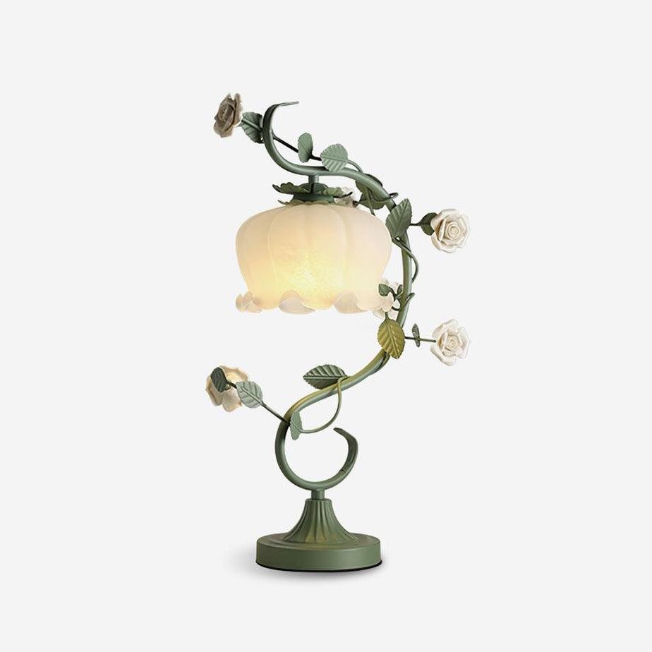 Green Pink White Rose Flower Table Lamp M209