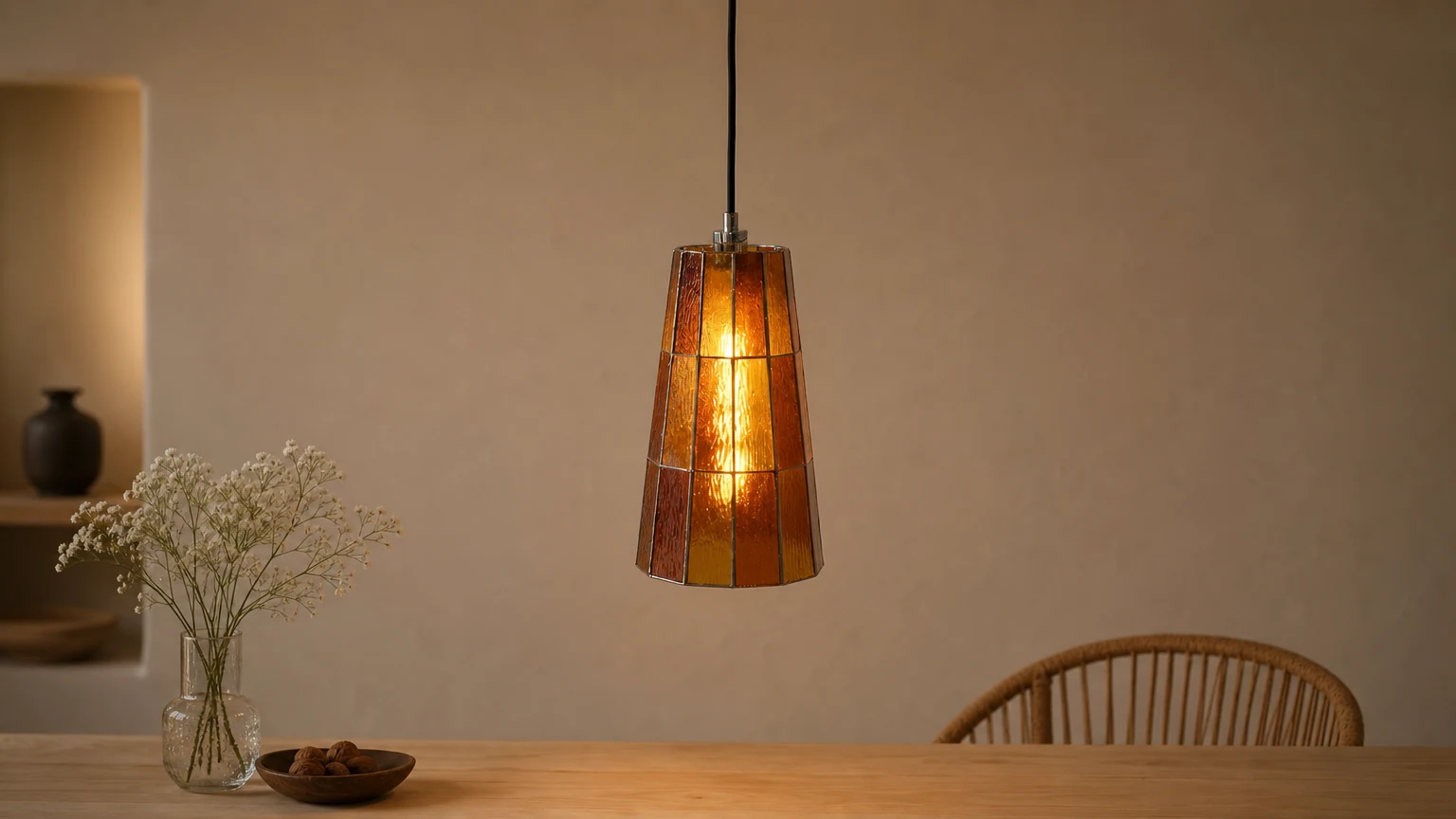 Lampa wisząca Fun Guy D320 świecąca w ciepłym wnętrzu