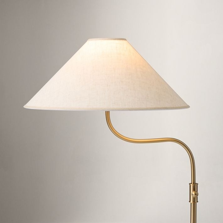 Fibura Elegant Floor Lamp with Linen Shade and Champagne Bronze Base for Living Room T081