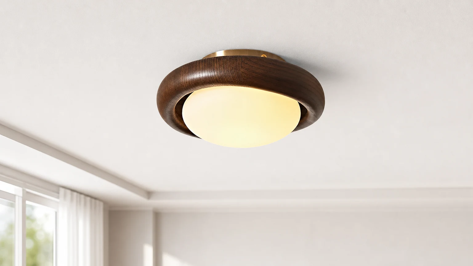 Lampa sufitowa Moralis D189 pokazana w scenie z ciepłym pomieszczeniem