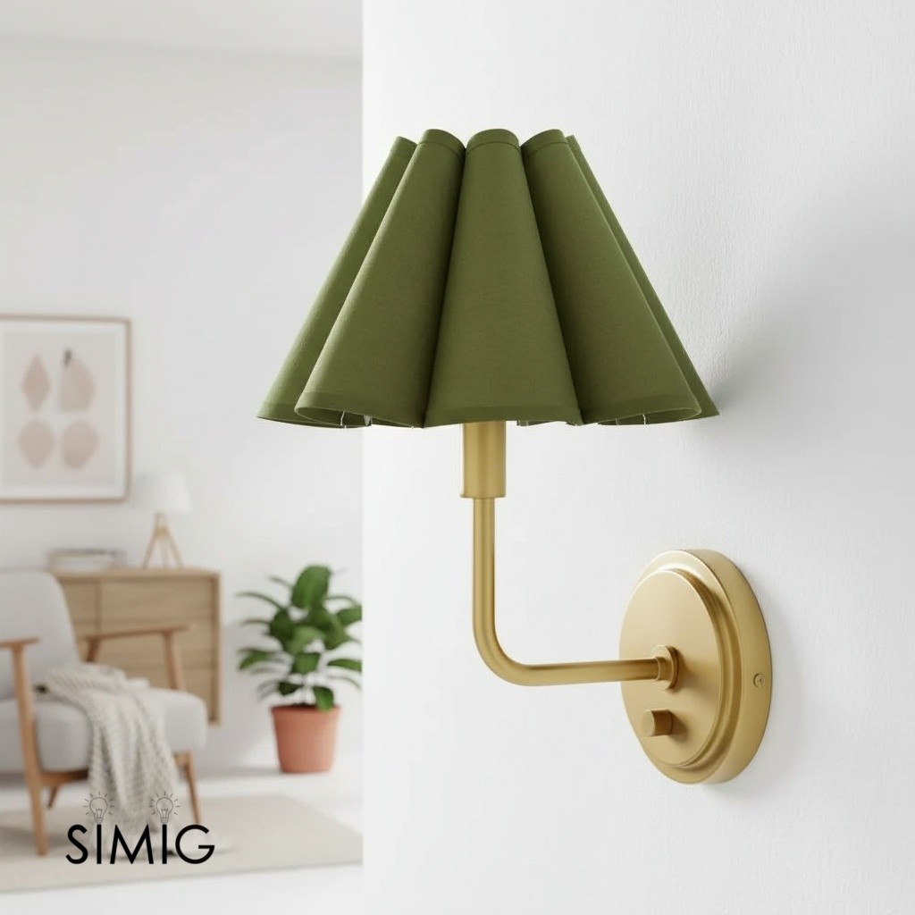 Capirise Scalloped Linen Brass Wall Lamp T228