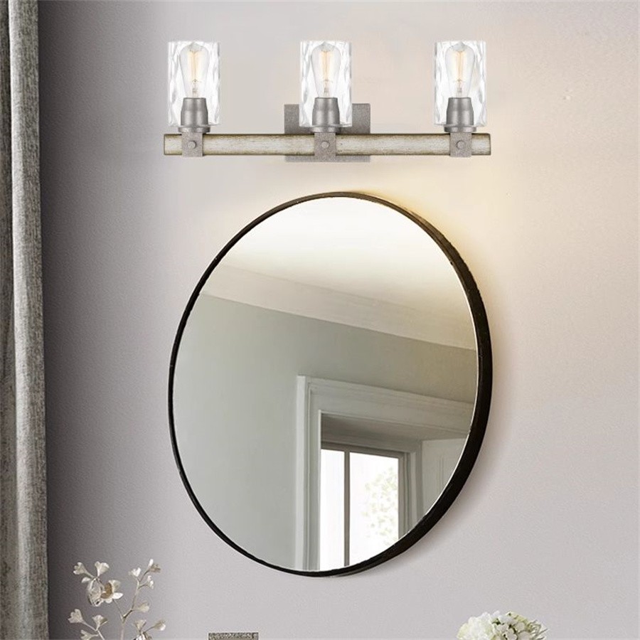 Industrial Wash Wood Cylindrical Glass Wall Lamp S111