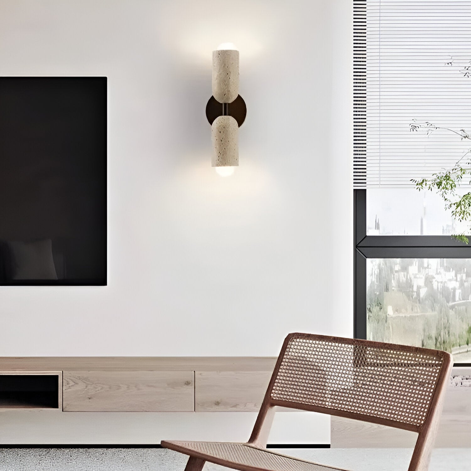 Merrill Travertine and Wood LED Wall Light D962