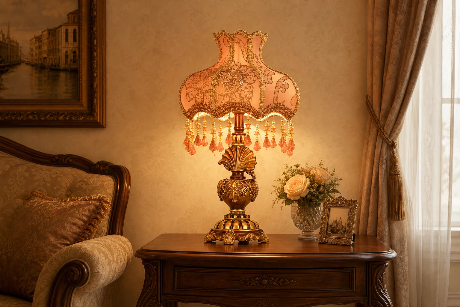 Lampa stołowa M12 stylizowana na scenę lifestylową