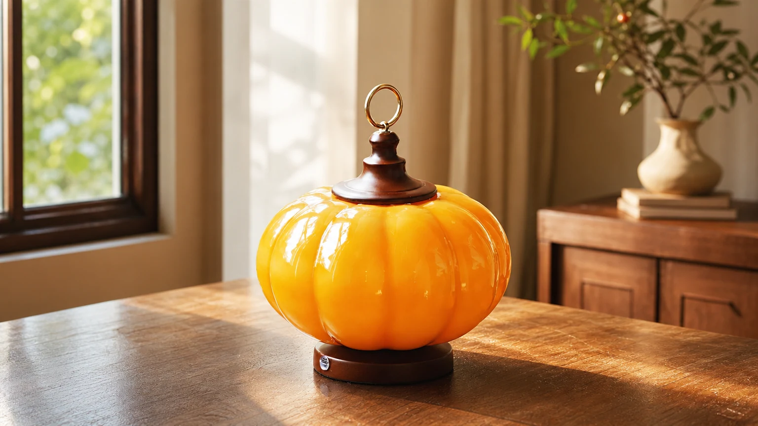 Szklana lampa stołowa Pumpkin D150 w ciepłej oprawie stołowej