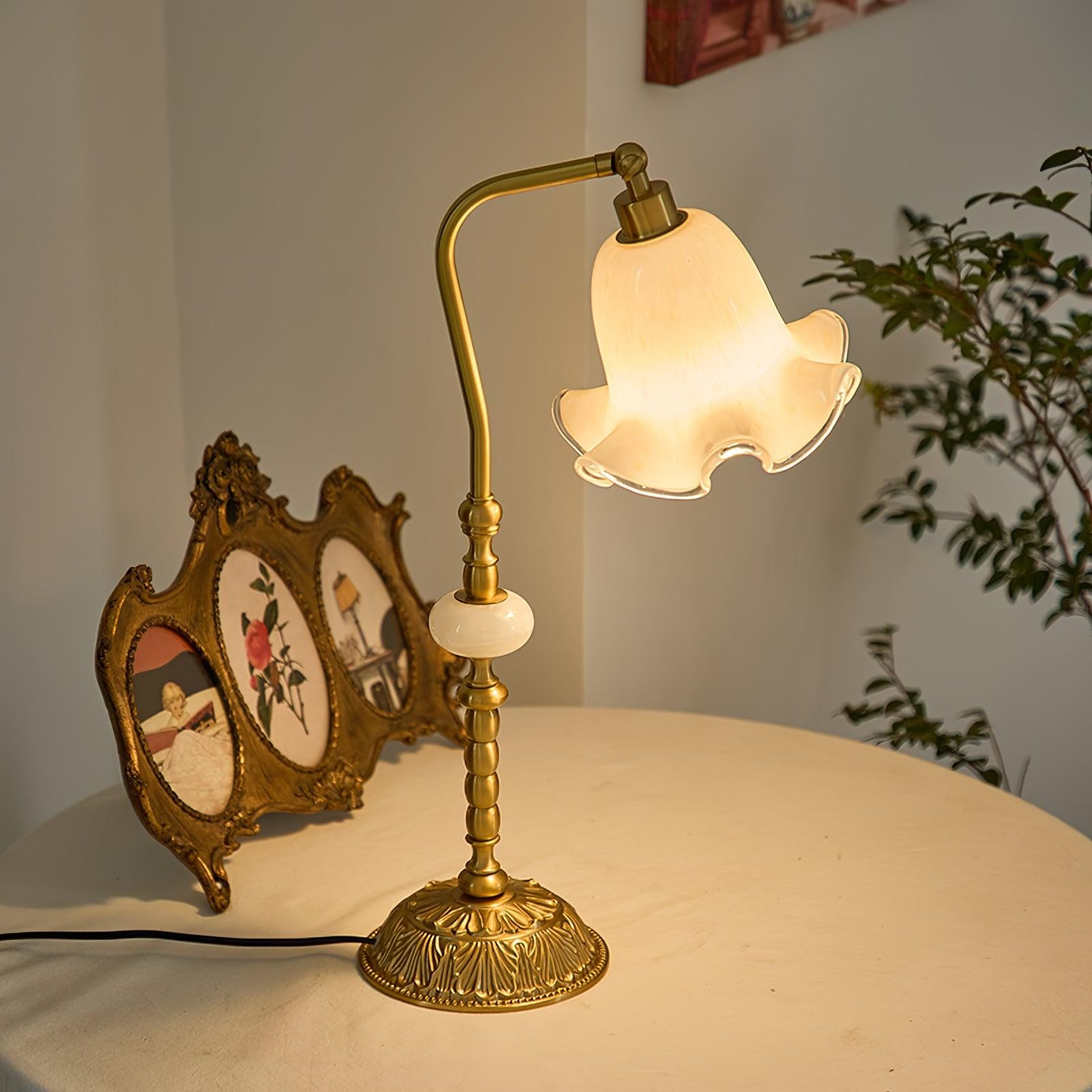 Classic Stylish White Tulip Brass Table Lamp M07
