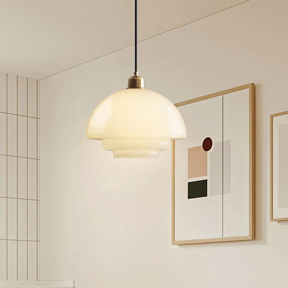Mid-Century Art Milk White Glass Pendant Lamp S81