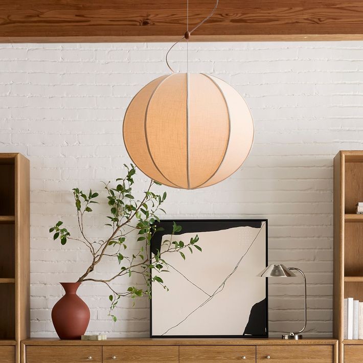 Alvian Pendant Light - Linen Shade with Adjustable Height for Cozy Dining T216
